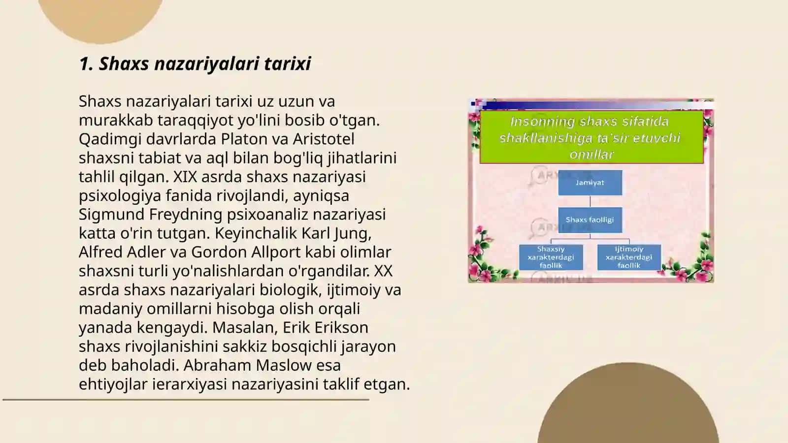 Shaxs nazariyalari rivojlanishi 3