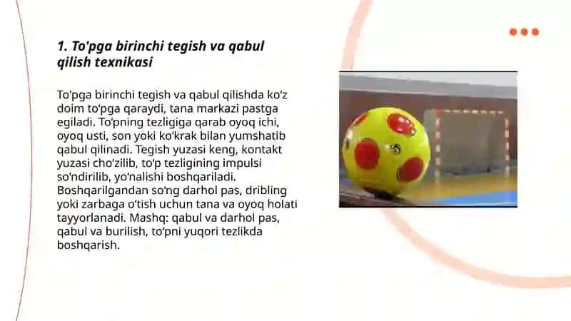 Mini fudbol. O'yin texnikasi 3