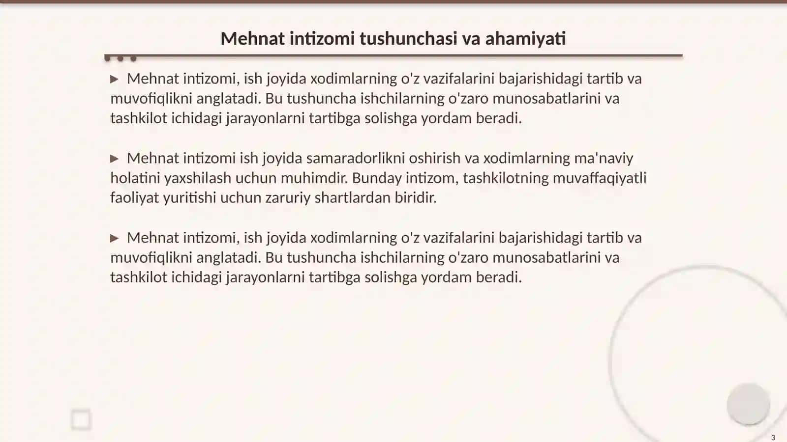 Mehnat intizomi 3