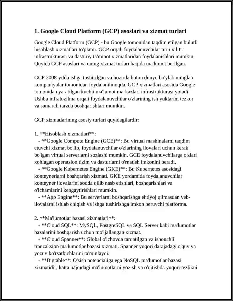 BULUTLI TEXNOLOGIYALAR: GOOGLE VA MICROSOFT VOSITALARI VA XIZMATLARI 3
