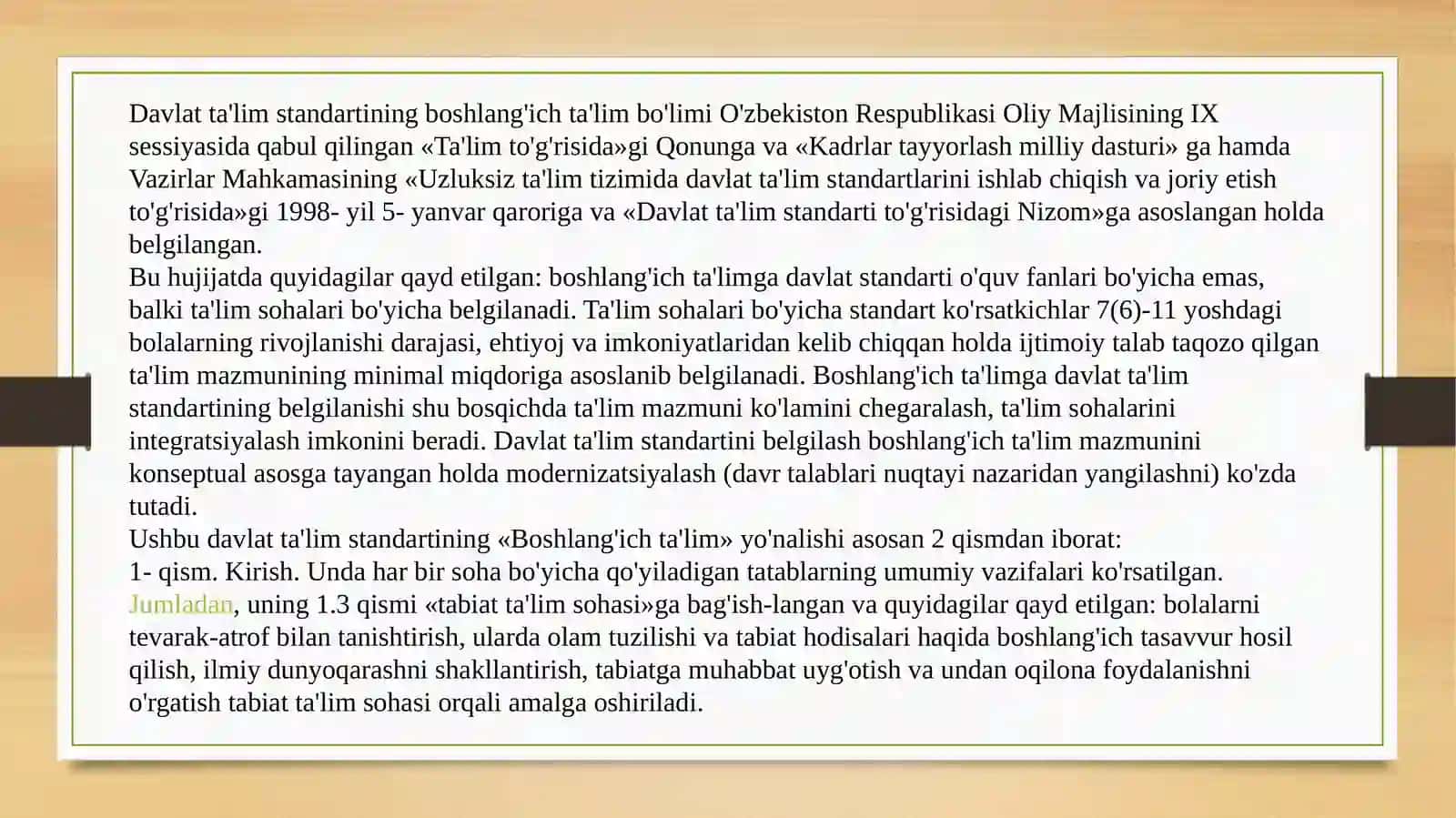 1-2 sinfda «Tabiiy fanlar maqsadi va vazifalari 3