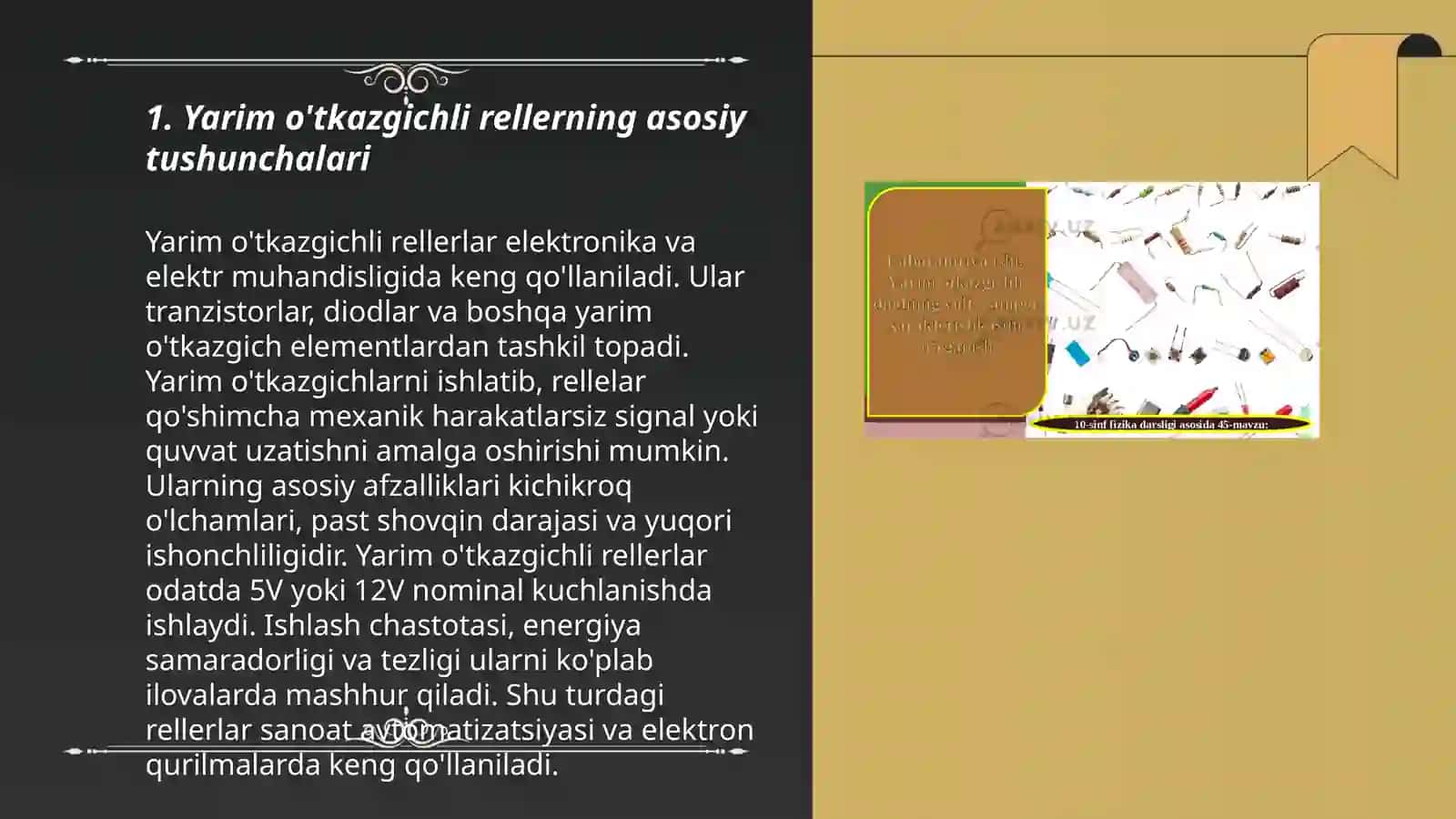 Yarim o'tkazgichli relelarning asosiy tushunchalari 3