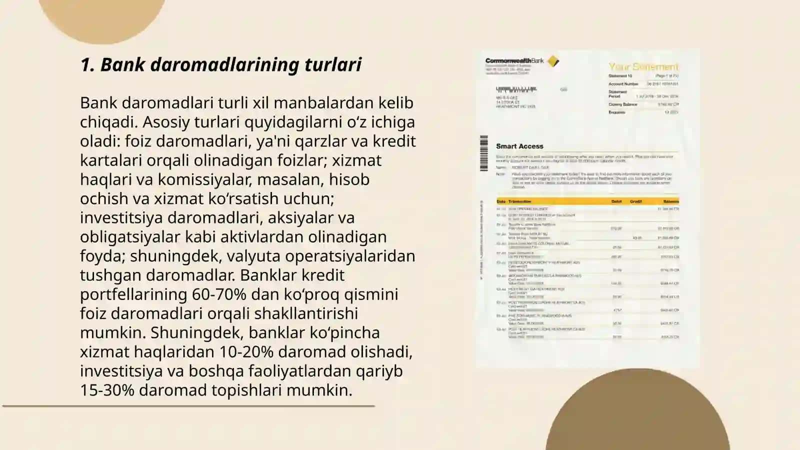 Banklarning daromadlari hisobi 3