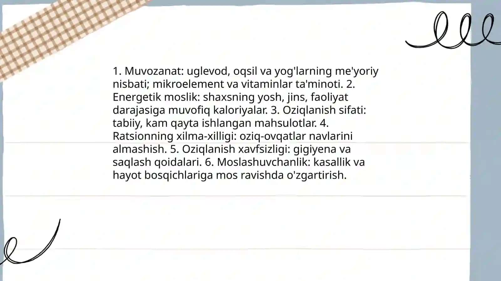 Ovqat ratsionini tuzish 3