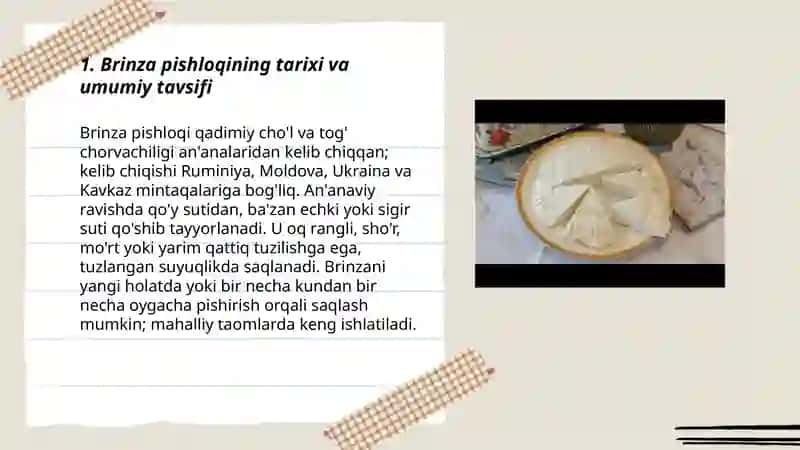 Brinza pishloq tayyorlash texnalogiyasi 3