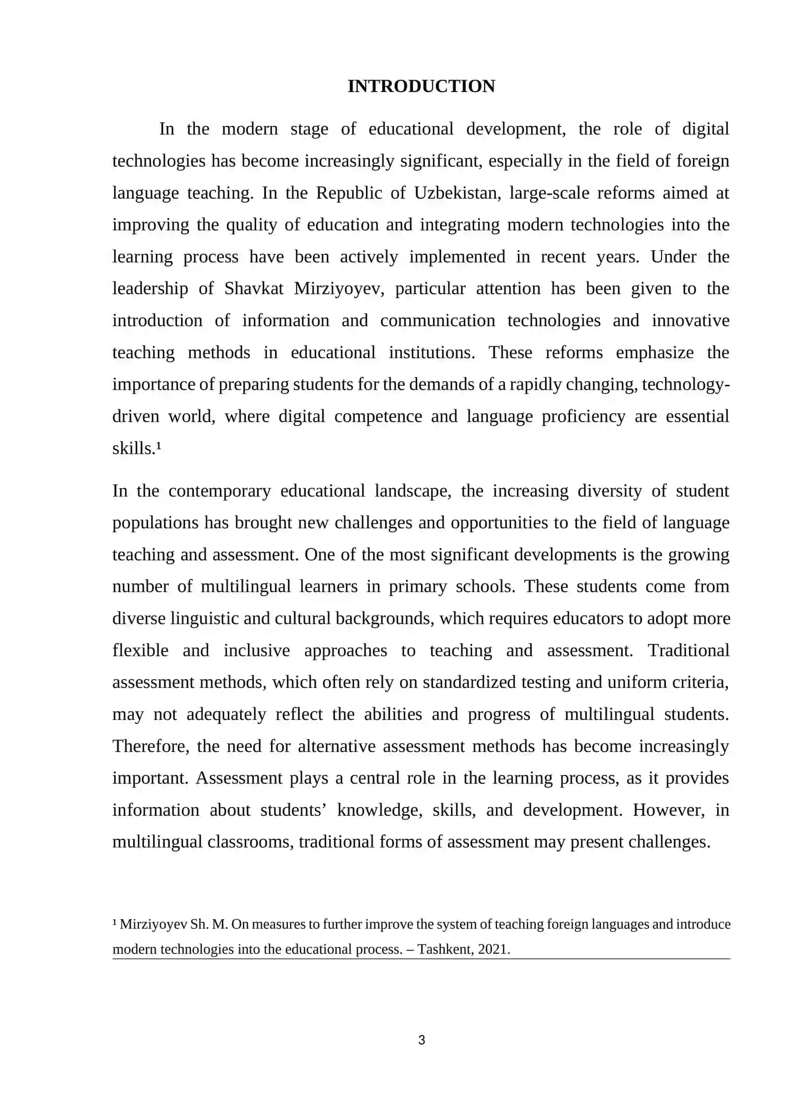 ALTERNATIVE ASSESSMENT METHODS FOR MULTILINGUAL STUDENTS IN PRIMARY SCHOOLS 3