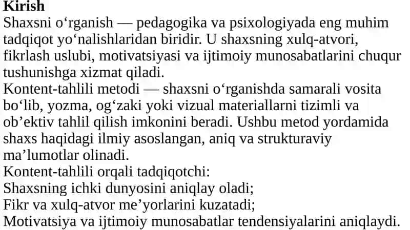 Shaxsni o'rganishning kontent-tahlili metodi. 3