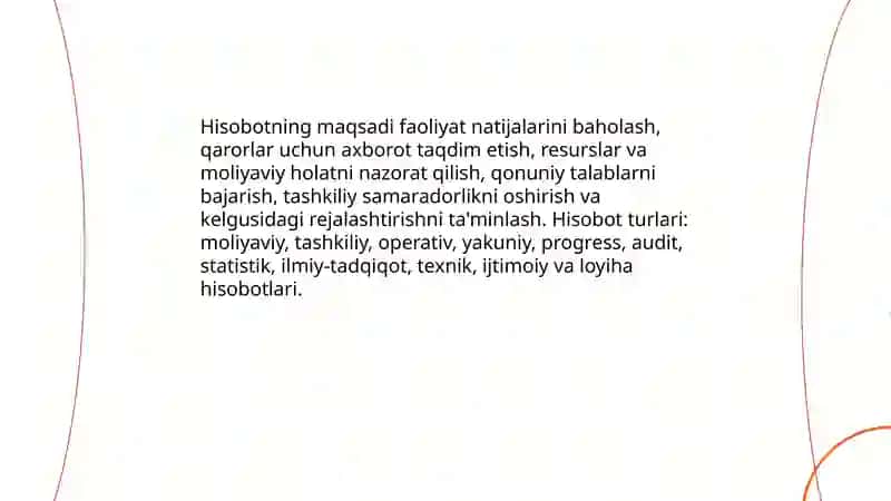 Hisobot,e'lonning yozilish tartibi 3