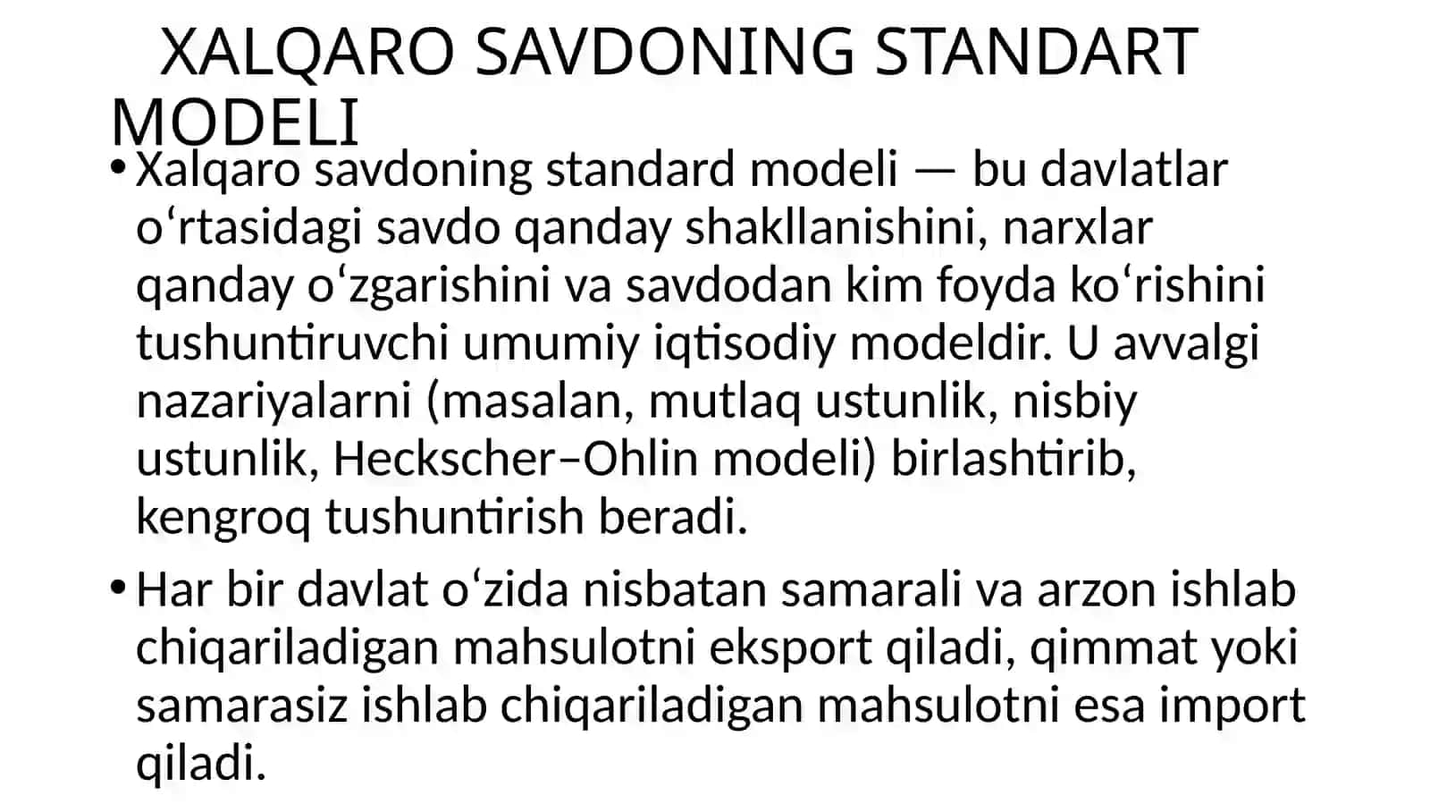 Xalqaro savdoning standart modeli 3
