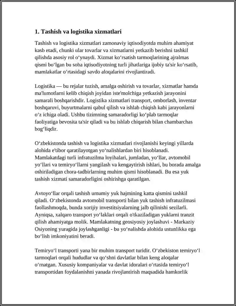 Tashish va logistika xizmatlari 3