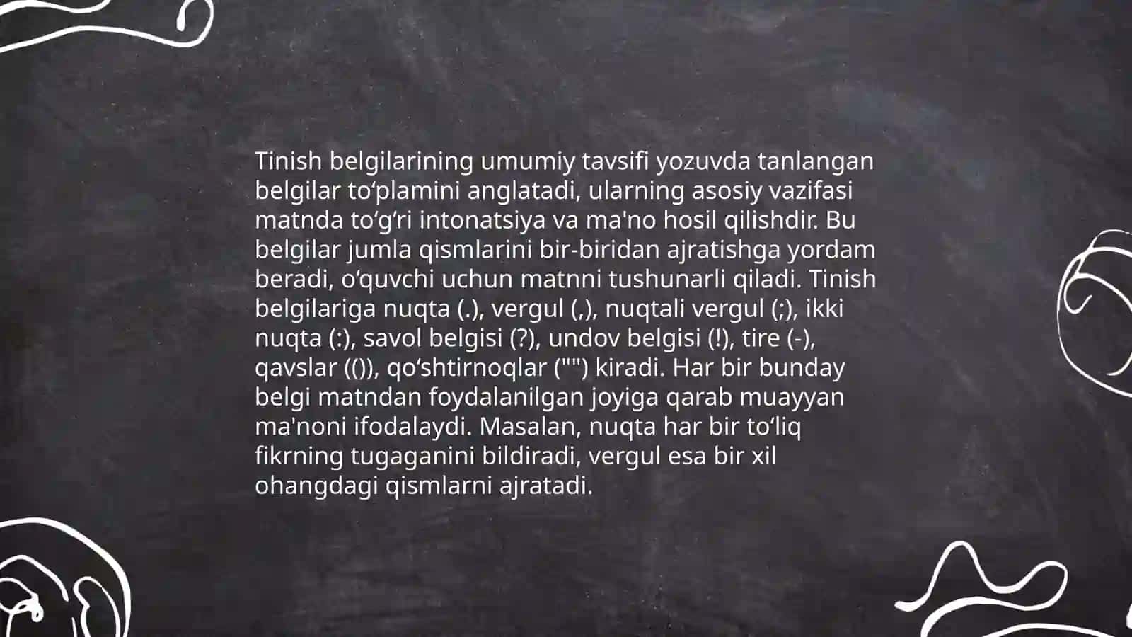 Tinish belgilarining qoʻllanishi oʻrniga koʻra turlari 3