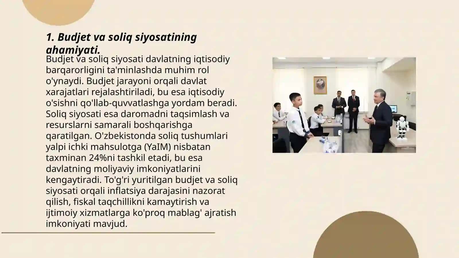 Budjet va soliq siyosatining mazmuni,vazifalari va turlari 3