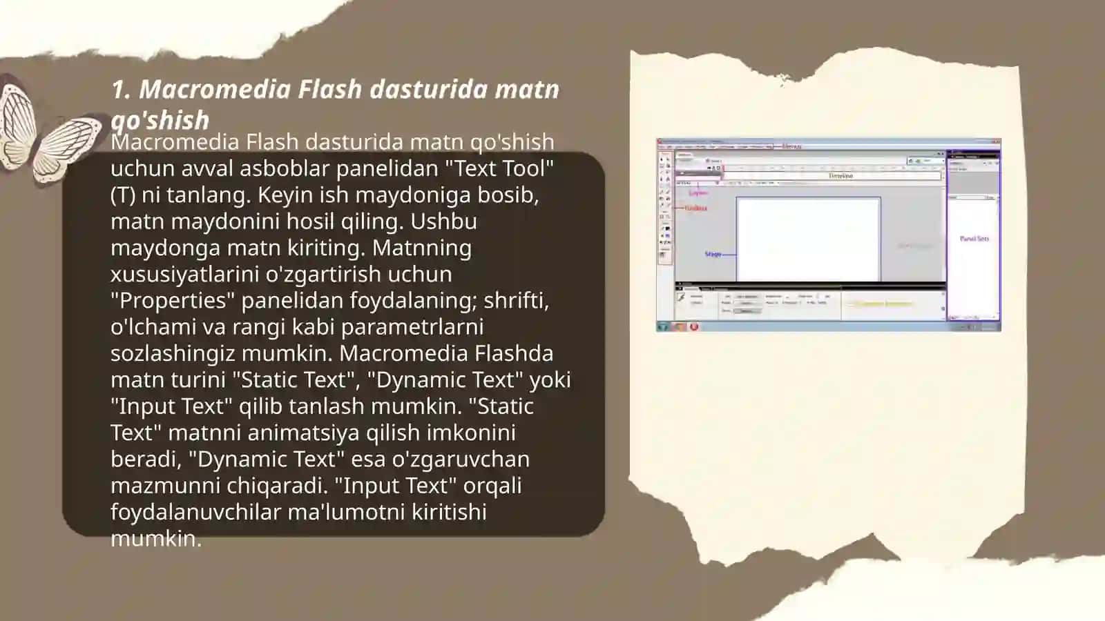Macromedia Flash va Bandicam dasturida matnlar bilan ishlash 3