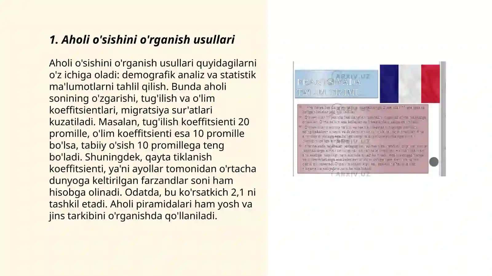 Aholi o'sishini o'rganish usullari 3