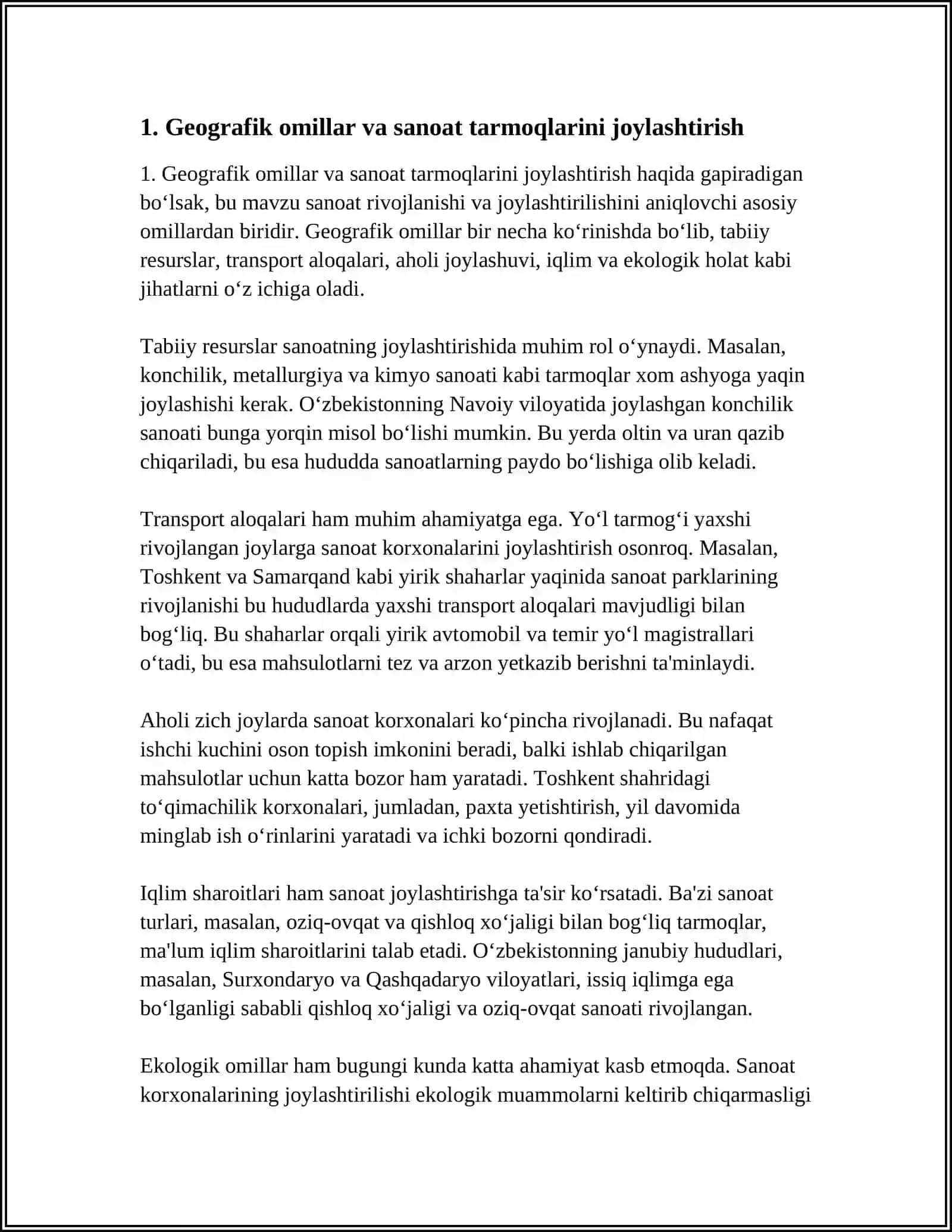 SANOAT TARMOQLARINI JOYLASHTIRISH 3