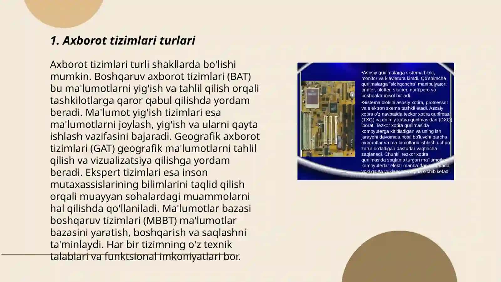 Axborot tizimlari va ularning imkoniyatlari 3