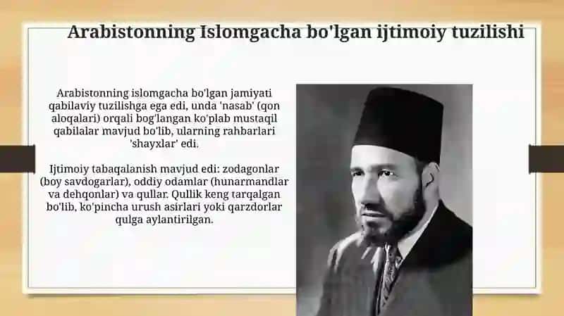 Arabistonning Islomgacha bo'lgan ijtimoiy tuzilishi 3