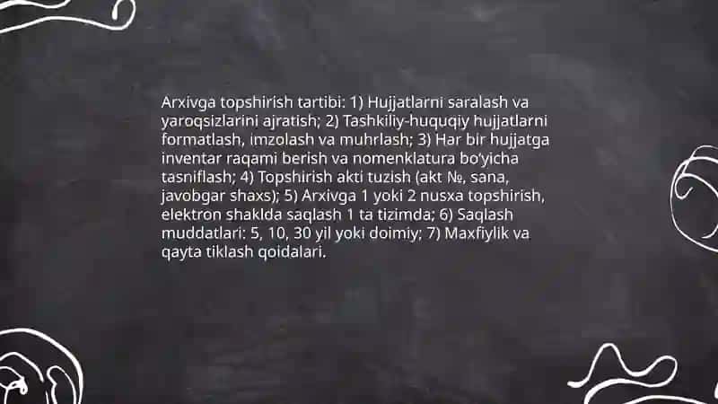 Hujjatlarni arxivga topshirish masalari 3
