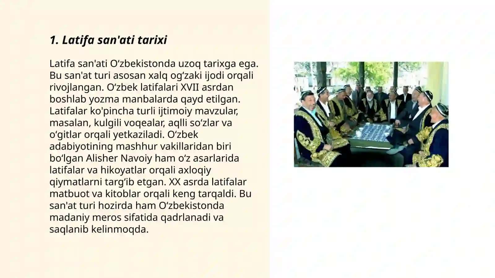 Latifa, lof, askiya janrlar bo'yicha taqdimot 3