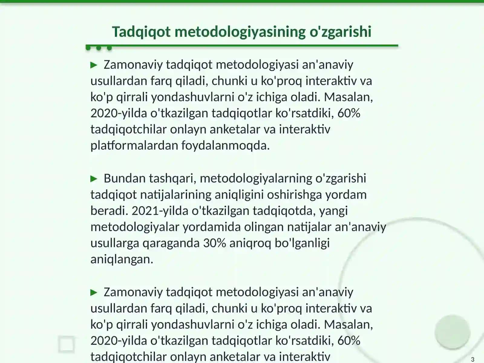 Tadqiqot olib borishning zamonaviy usullari 3