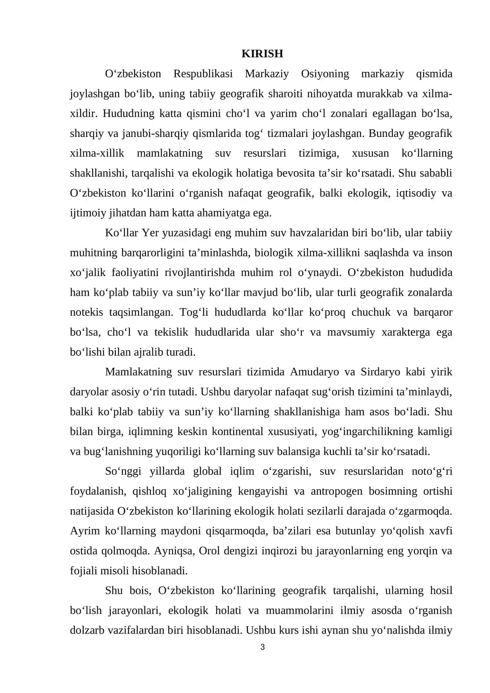 O'zbekiston ko'llari va ularning tarqalishi 3