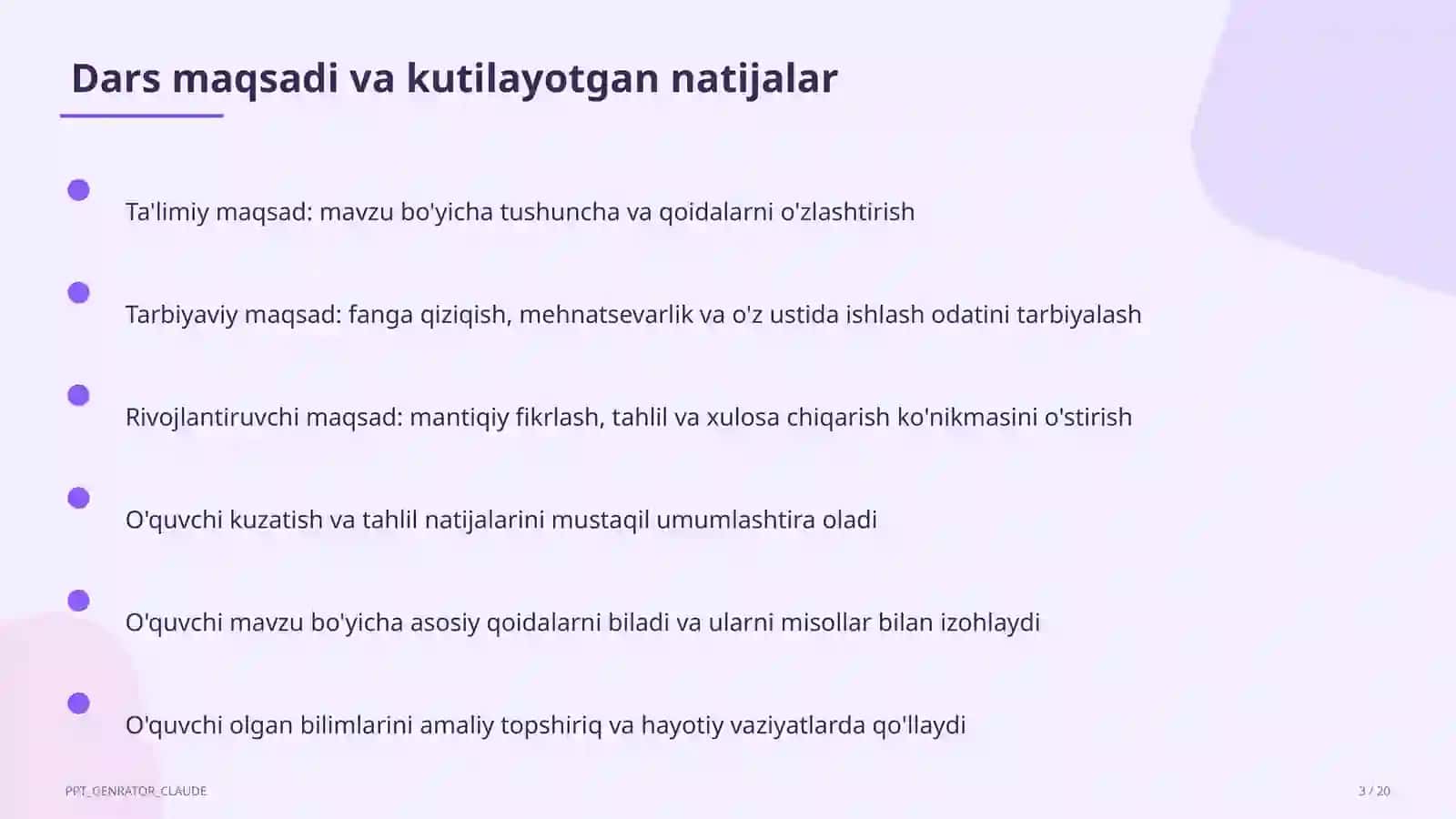 Ona tili (5–11) — takrorlash darsi uchun 3