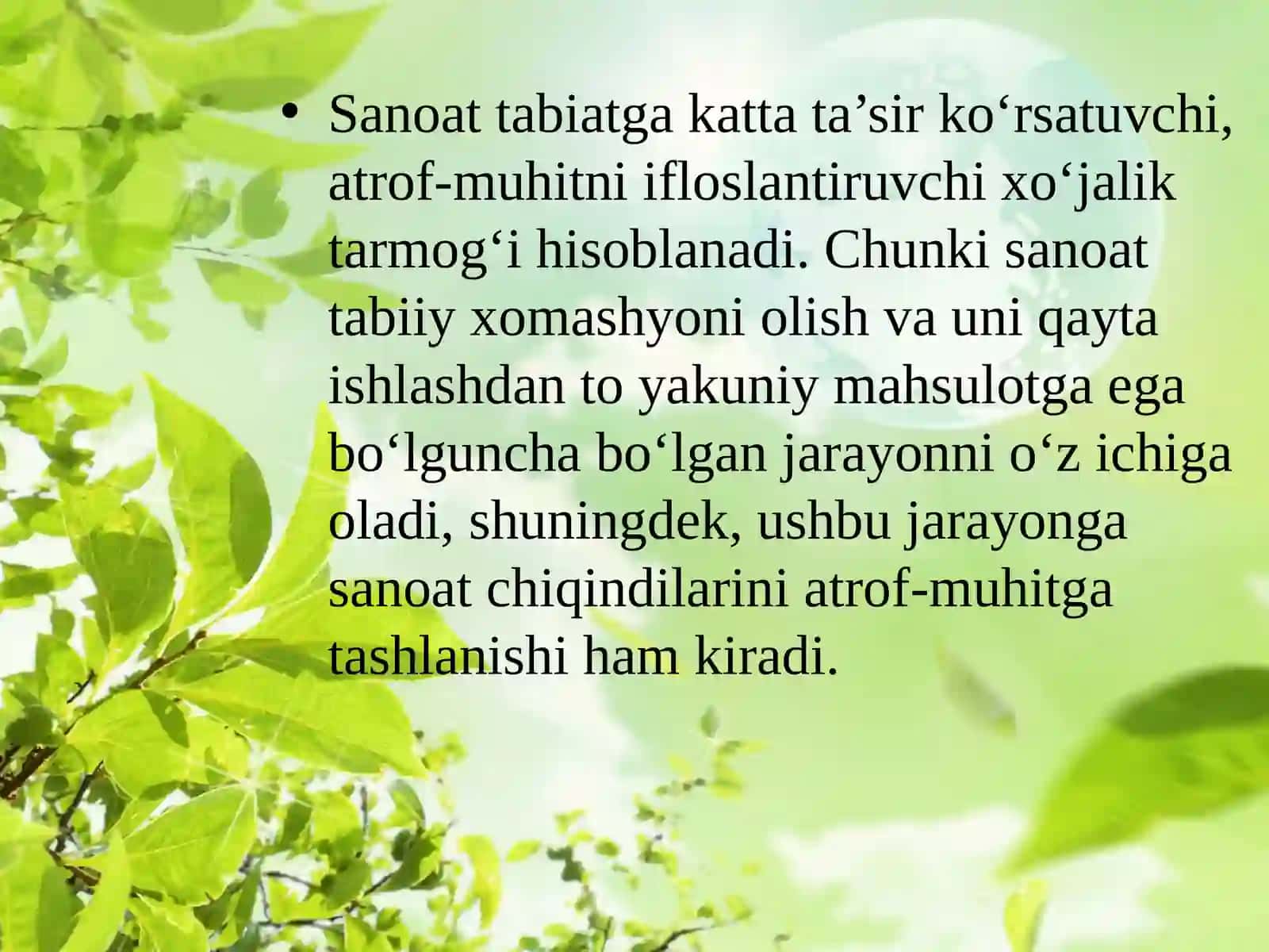 SANOAT VA EKOLOGIK MUAMMOLAR 3