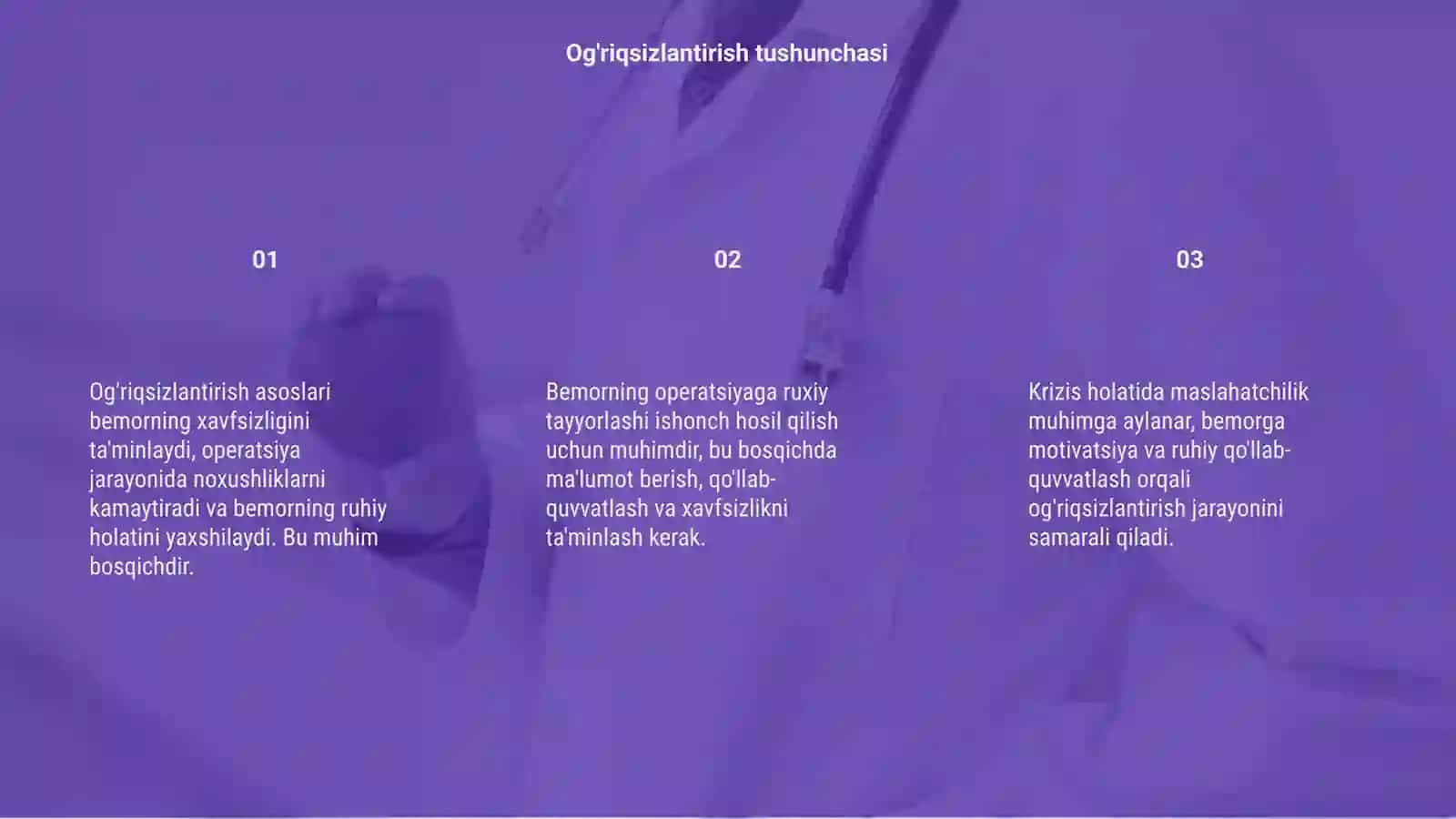 Og'riqsizlantirish asoslari 3