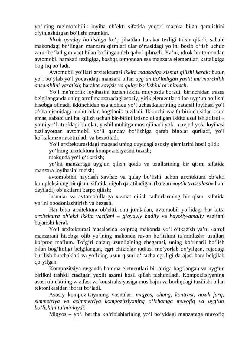 Maruza. Avtomobil yo‘llari arxitekturasi 3
