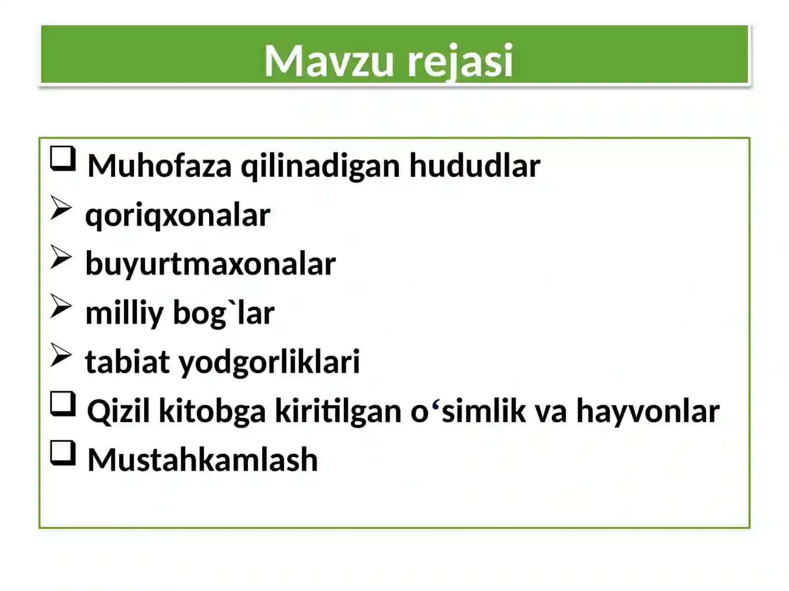 Mavzu rejasi 3