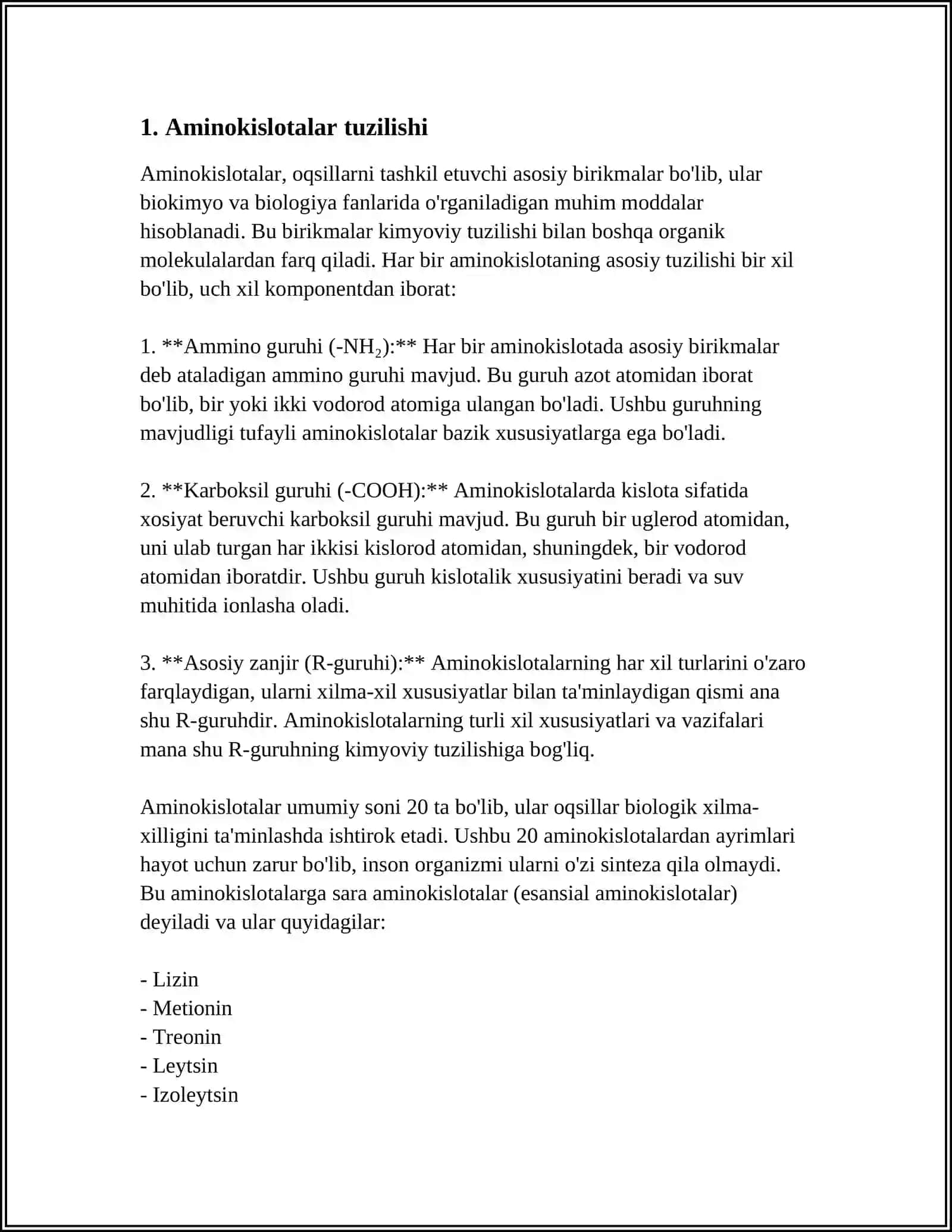 AMINOKISLOTALAR HAQIDA 3