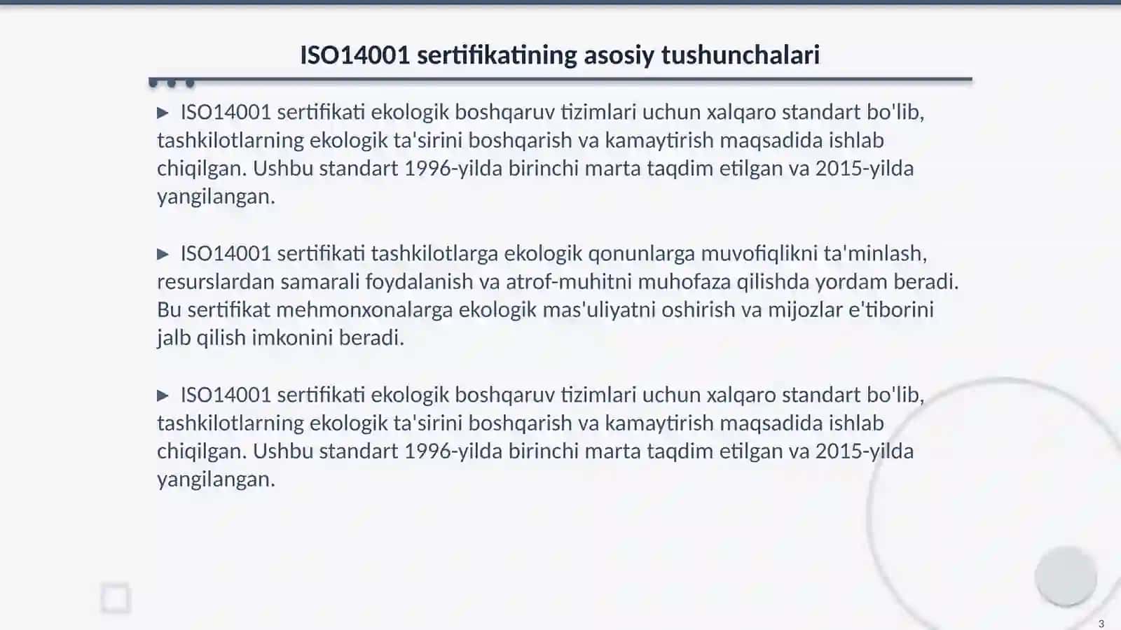 Mehmonxona faoliyatida ISO14001 sertifikati 3