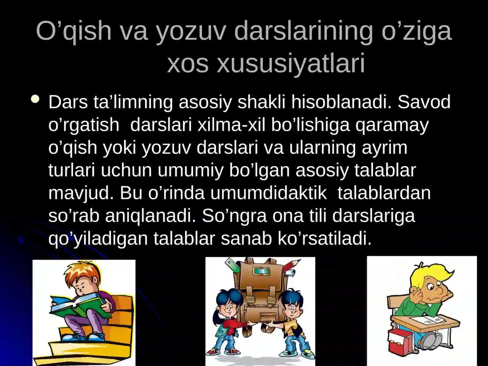 Savod o’rgatish davrida o’qish va yozuv darslari 3