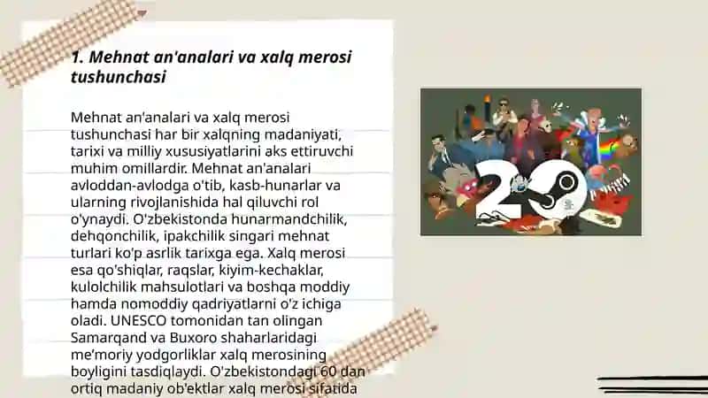 Mehnat an'analari va xalq merosi 3
