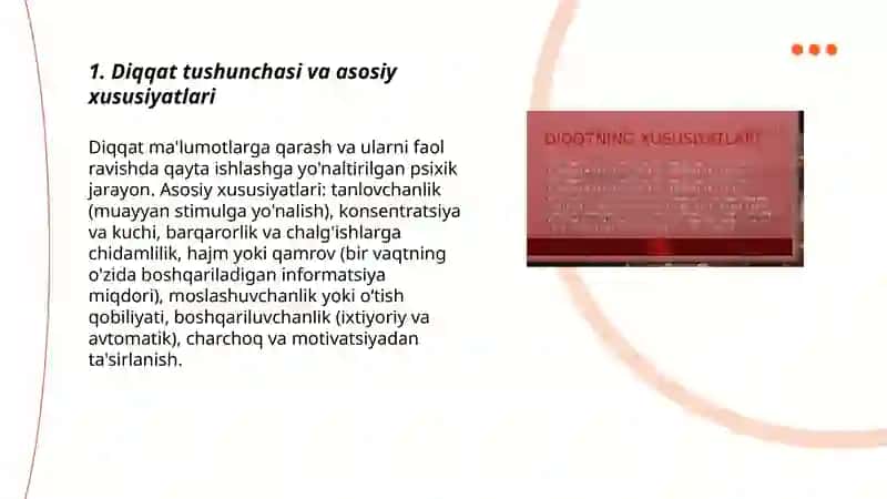 Diqqat turlari va uning xususiyatlari 3