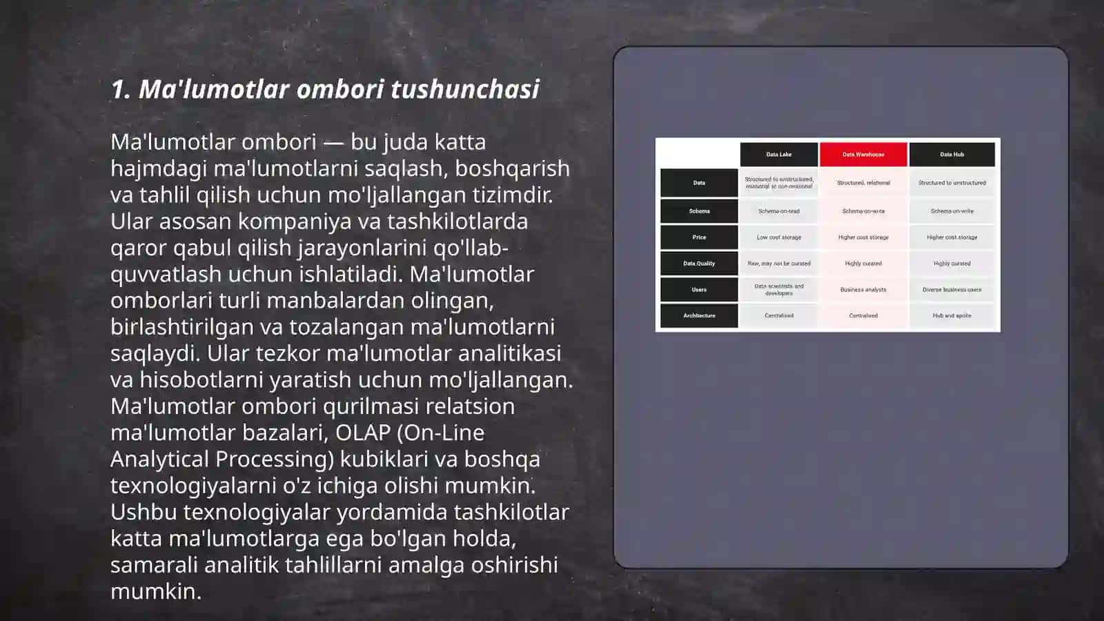 Ma'lumotlar ombori tushunchasi 3