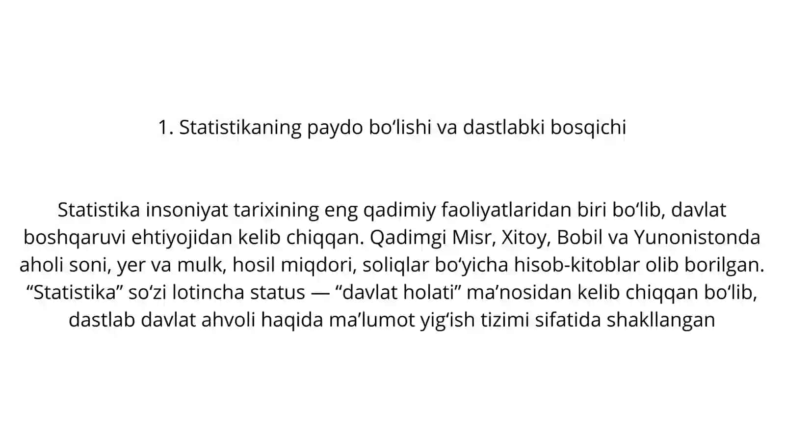 Statistikaning paydo bo‘lishi va rivojlanishi 3