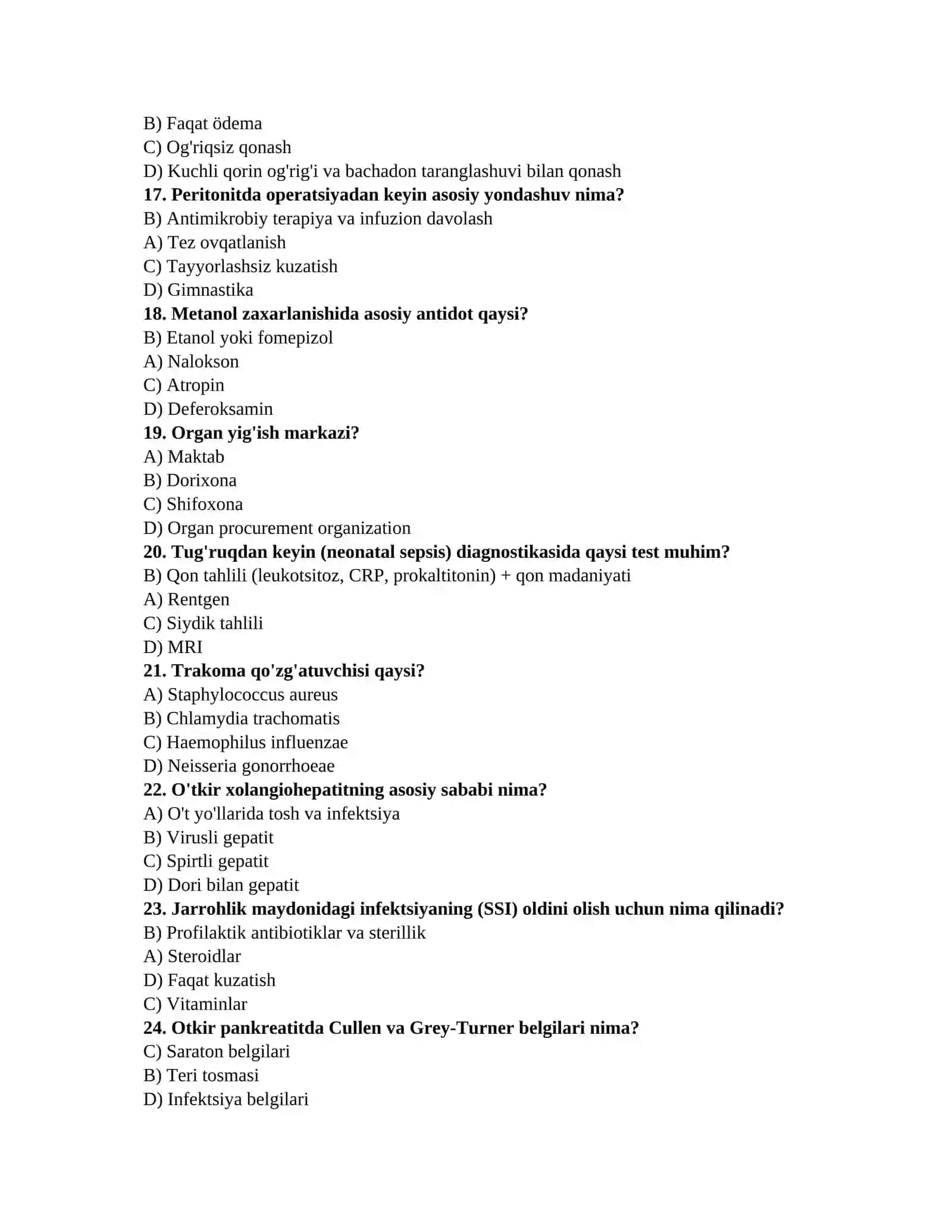 Tibbiyot vakansiya savollari 3