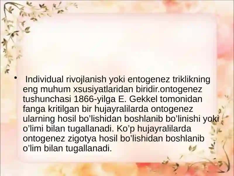 Organizmlarning individual rivojlanishi 3