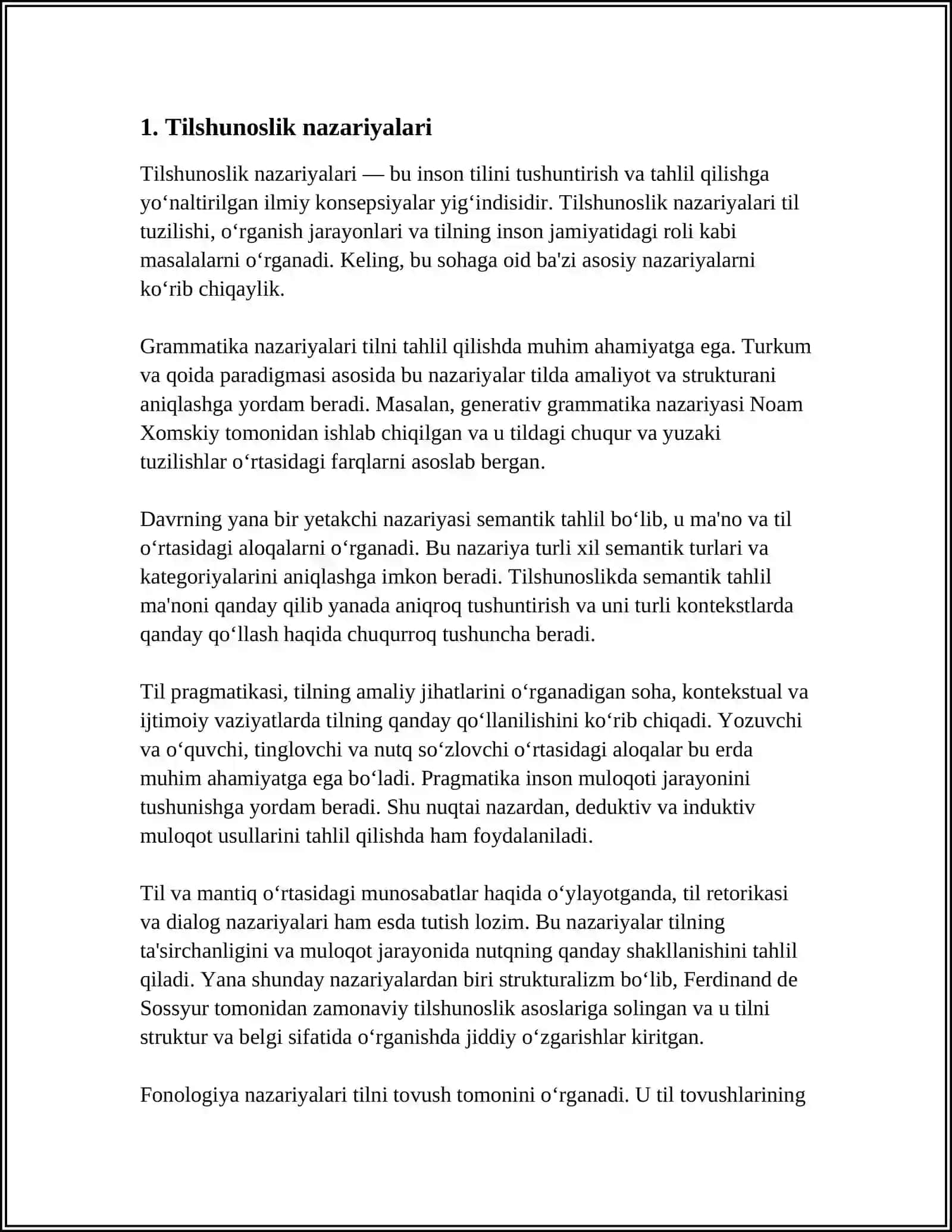 MUSTAQIL ISH Mavzu: TILSHUNOSLIKNING ASOSCHILARI 3