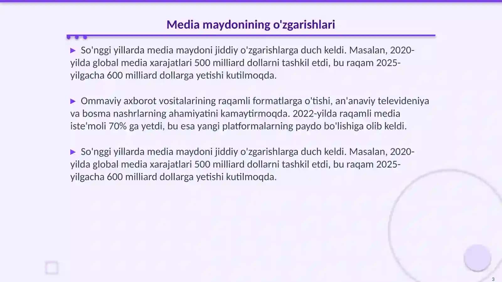 Media maydon va internet imkoniyati 3