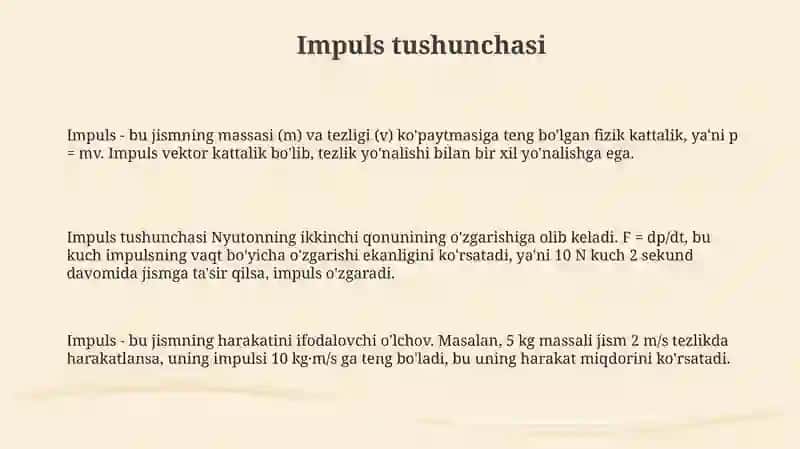 Impuls va uning saqlanish qonuni 3