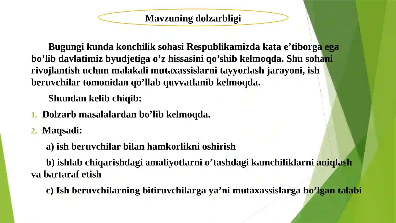 Konchilik sohasida ishlab chiqarish amaliyotini tashkillashtirish 3