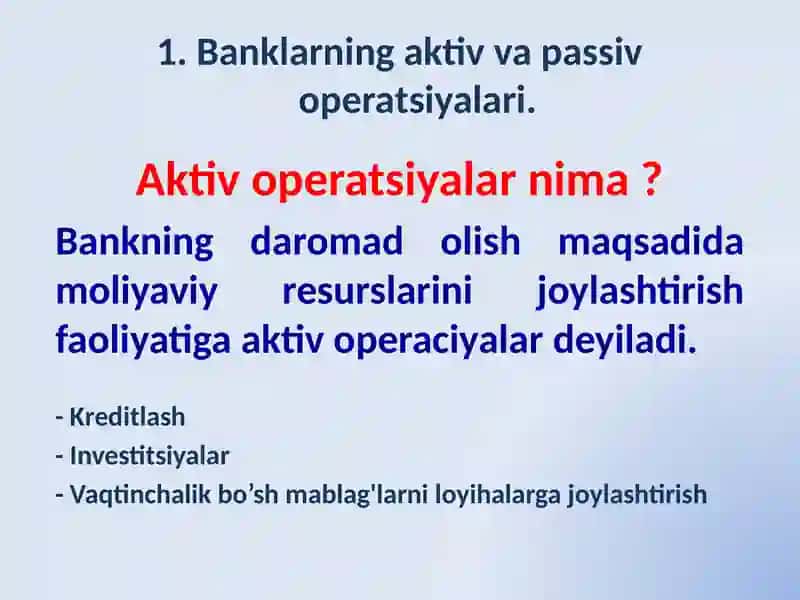 BANK VA MOLIYA BOZORLARI 3