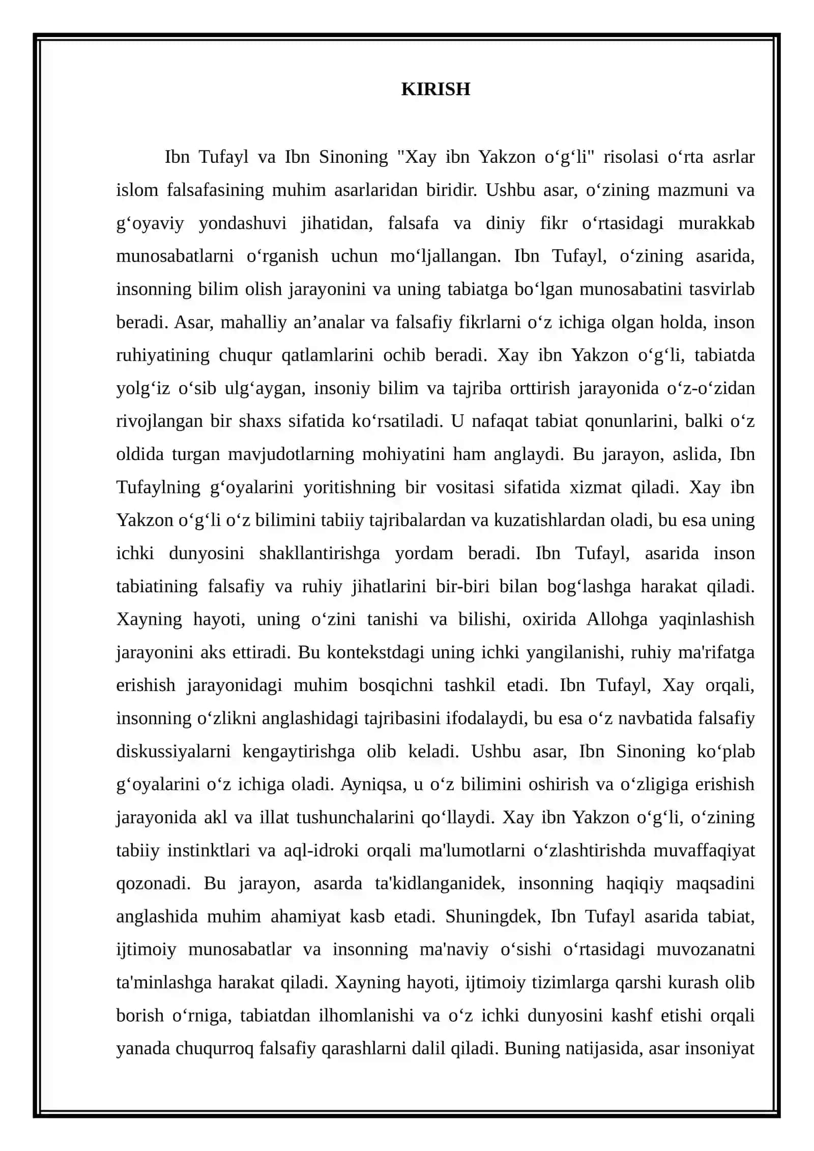 IBN TUFAYL VA IBN SINONING “XAY IBN YAKZON OʻGʻLI” RISOLASI 3