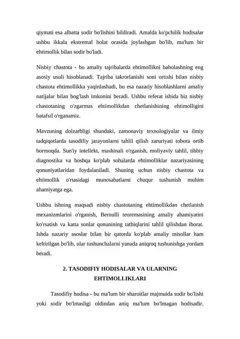 NISBIY CHASTOTANING O'ZGARMAS EHTIMOLLIKDAN CHETLANISHINING EHTIMOLLIGI 3