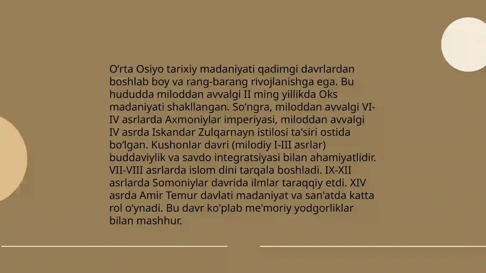 Oʻrta Osiyo tarixiy madaniyati 3