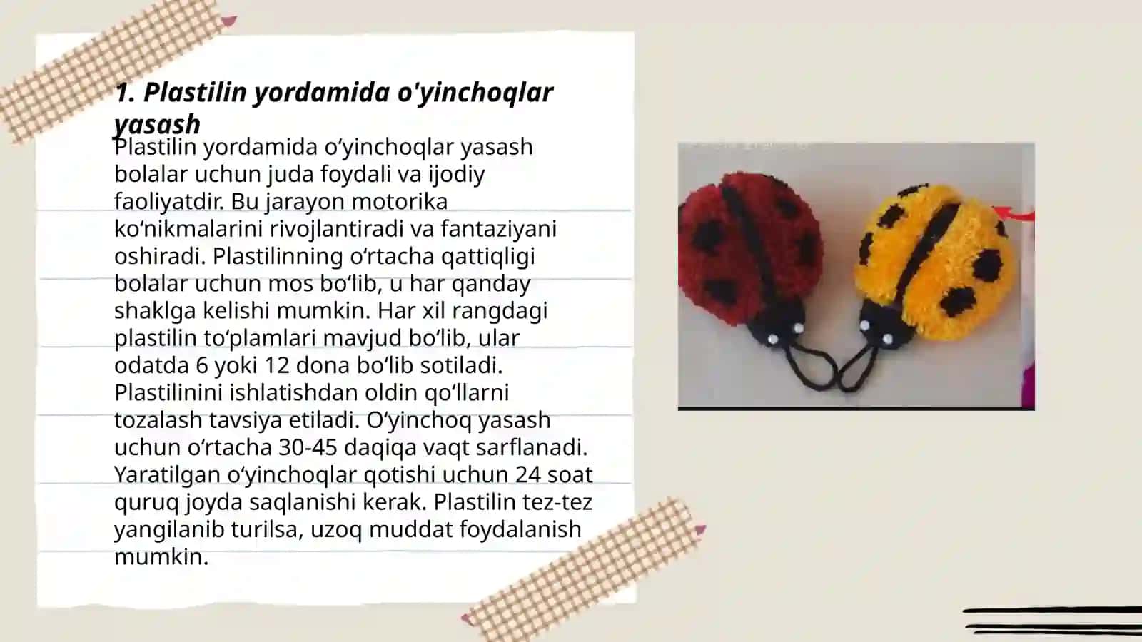 Plastilin yordamida o'yinchoqlar yasash 3