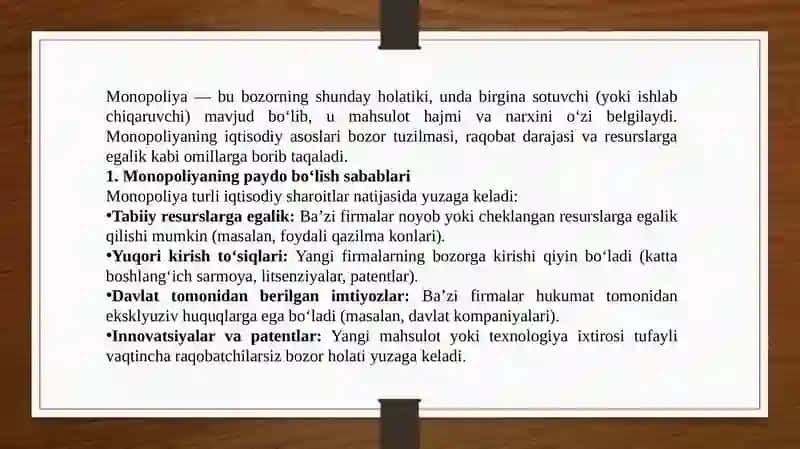 Monopoliyalarning iqtisodiy asoslari va ularning turlari 3
