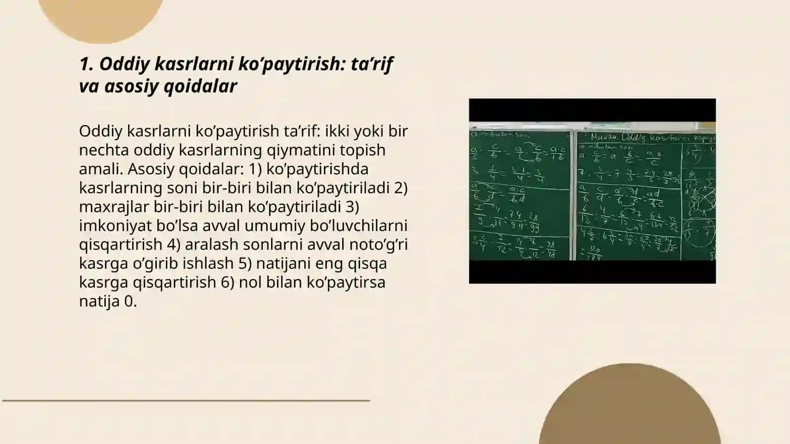 Oddiy kasrlarni ko’paytirish va bo’lish 3